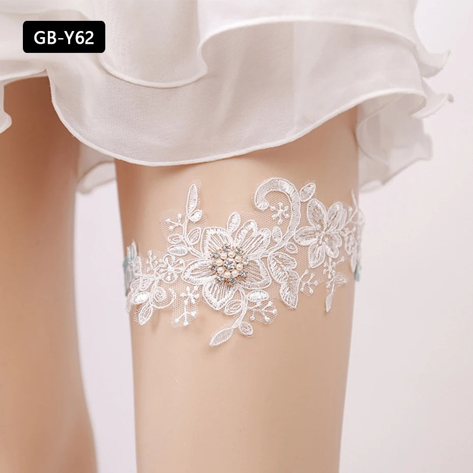 Rhinestone Wedding Garter Leg Accessories Women Jewelry Flower Bridal Lace Garter Suspenders Party Prom Elastic Leg Ring Gift