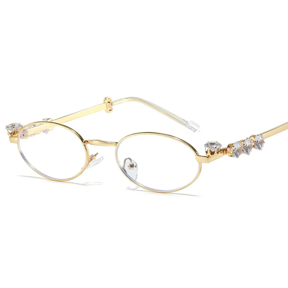 Convenient Bling Rhinestone Sunglasses INS Steampunk Oval Women Sunglasses Fashion Trendy Anti-Blue Light Spectacles Selfie Y2k