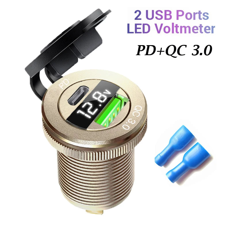 12v automotive usb socket Voltmeter digital usb c qc3.0 Cigar jack socket for bmw e65 e61 x3 e83 f20 e87 x5 e53 e46 accessories
