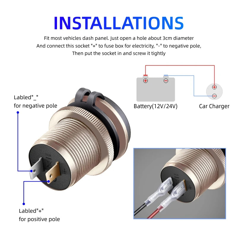 12v automotive usb socket Voltmeter digital usb c qc3.0 Cigar jack socket for bmw e65 e61 x3 e83 f20 e87 x5 e53 e46 accessories