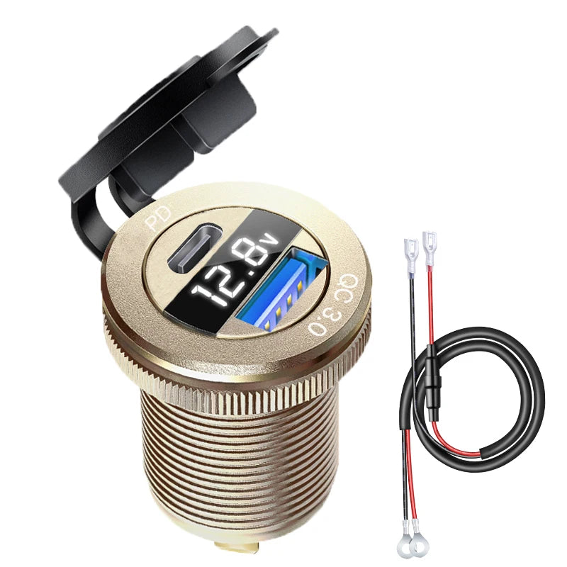 12v automotive usb socket Voltmeter digital usb c qc3.0 Cigar jack socket for bmw e65 e61 x3 e83 f20 e87 x5 e53 e46 accessories