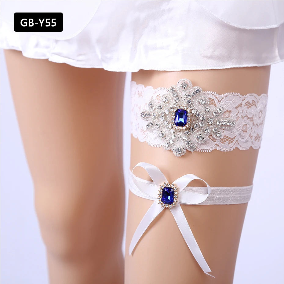 Rhinestone Wedding Garter Leg Accessories Women Jewelry Flower Bridal Lace Garter Suspenders Party Prom Elastic Leg Ring Gift