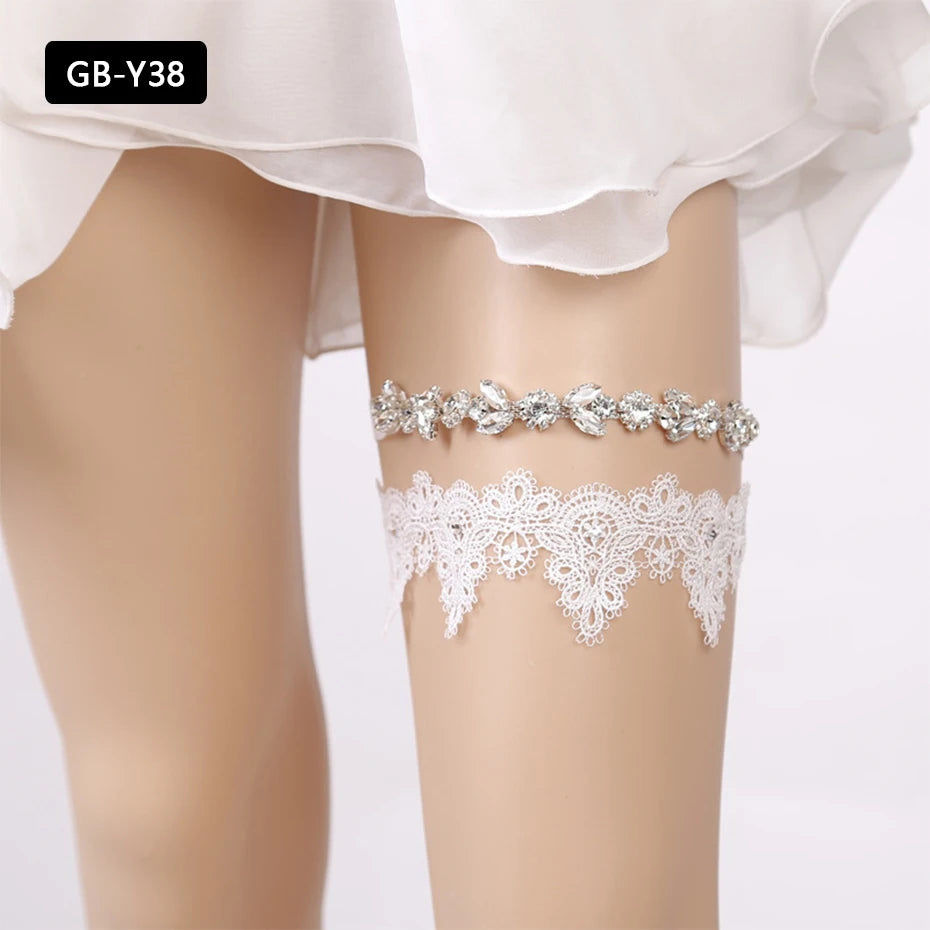 Rhinestone Wedding Garter Leg Accessories Women Jewelry Flower Bridal Lace Garter Suspenders Party Prom Elastic Leg Ring Gift