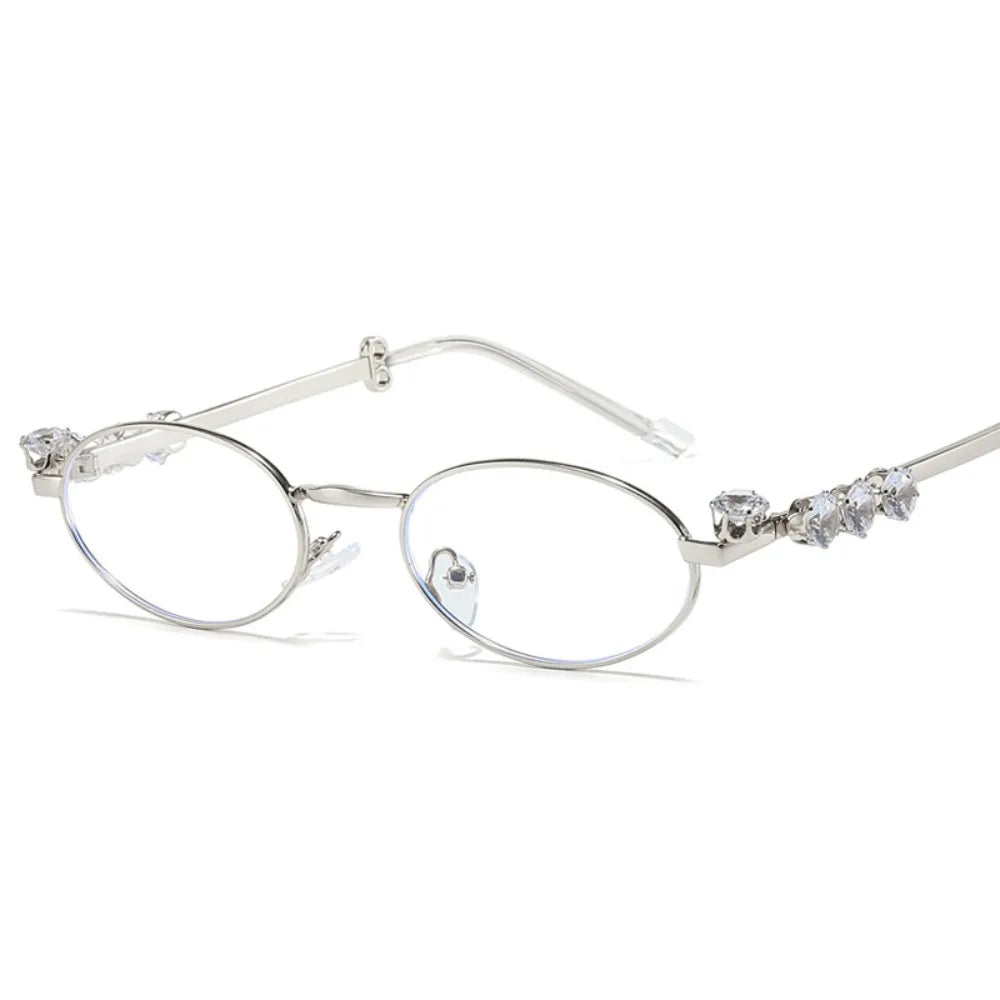 Convenient Bling Rhinestone Sunglasses INS Steampunk Oval Women Sunglasses Fashion Trendy Anti-Blue Light Spectacles Selfie Y2k