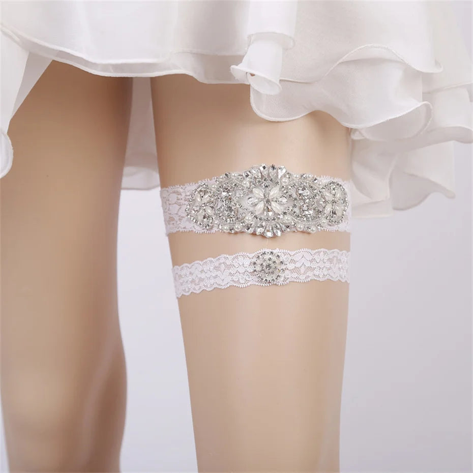 Rhinestone Wedding Garter Leg Accessories Women Jewelry Flower Bridal Lace Garter Suspenders Party Prom Elastic Leg Ring Gift