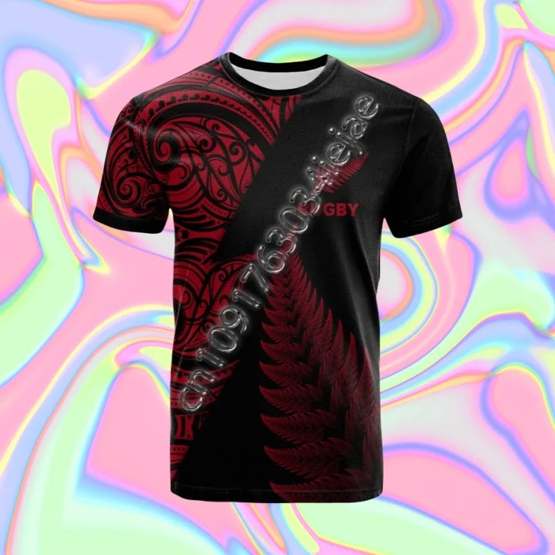3D New Zealand Maori Rugby Ball Printing T Shirt Sports Fitness Quick Dry T-shirts For Men Kid Fashion Hawaiian Gym Clothing Top