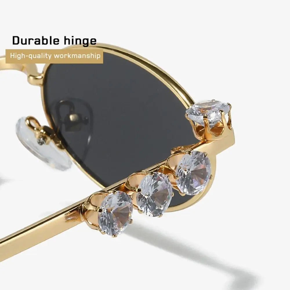 Convenient Bling Rhinestone Sunglasses INS Steampunk Oval Women Sunglasses Fashion Trendy Anti-Blue Light Spectacles Selfie Y2k