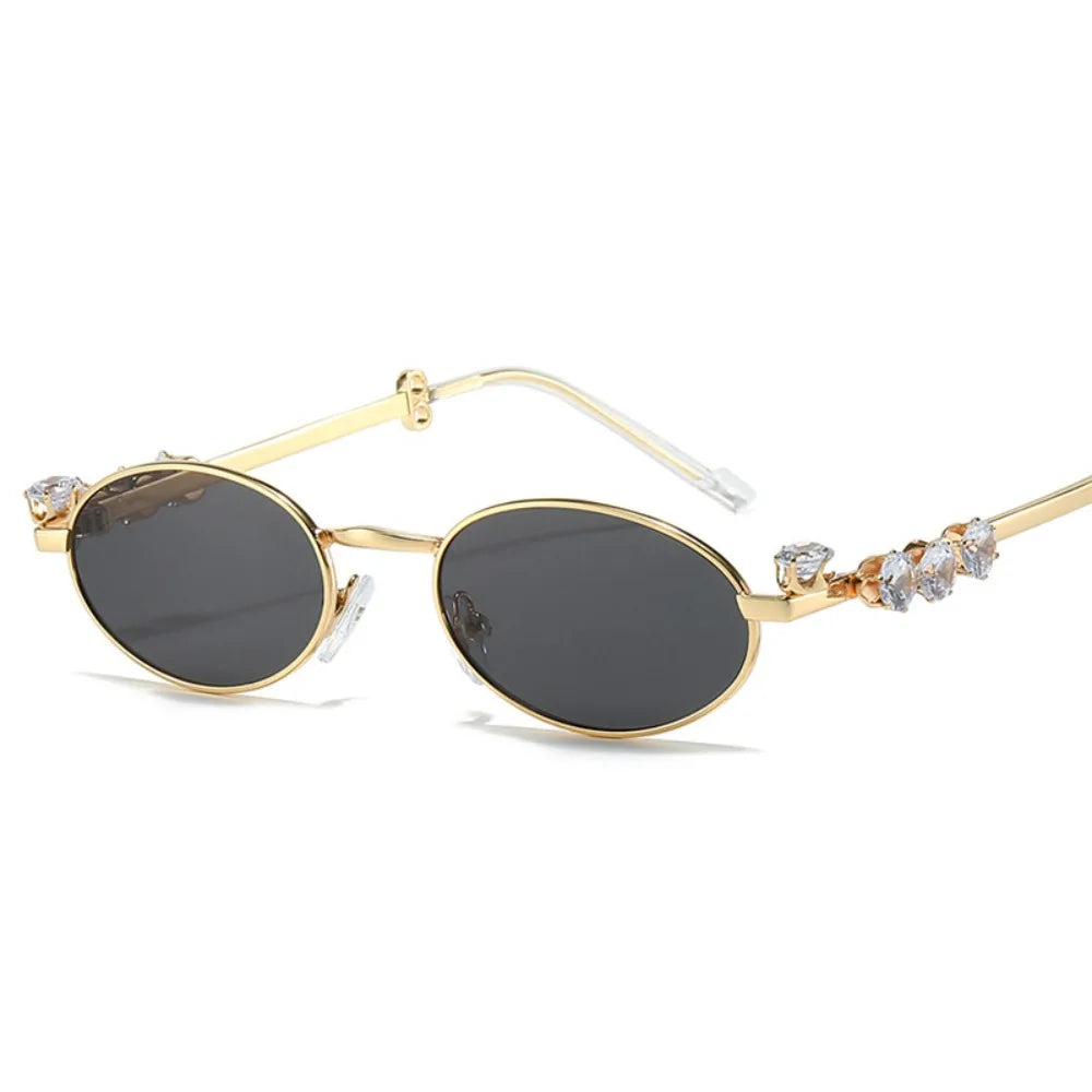 Convenient Bling Rhinestone Sunglasses INS Steampunk Oval Women Sunglasses Fashion Trendy Anti-Blue Light Spectacles Selfie Y2k