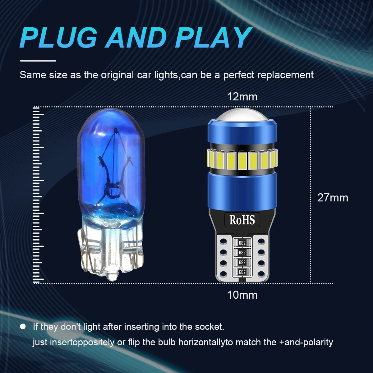 2PCS T10 W5W LED CANBUS No Error 12V Car Side Interior Lights 168 194 3030 SMD for BMW Audi Super Bright Car Interior Lights