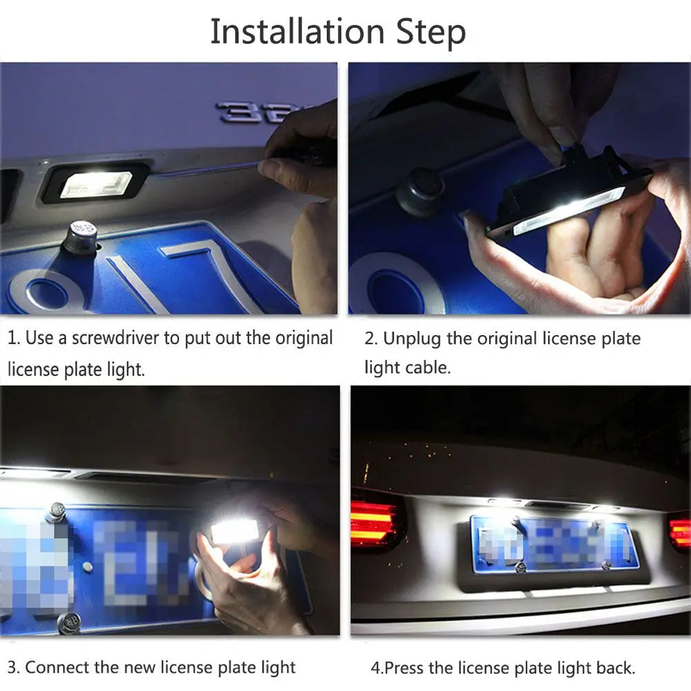 2X White LED Car License Plate Light Bulbs Auto Accessories For BMW E46 X5 E70 X6 E71 E72 E90 E92 E93 E91 M3 E39 M5 E60 E61 E82