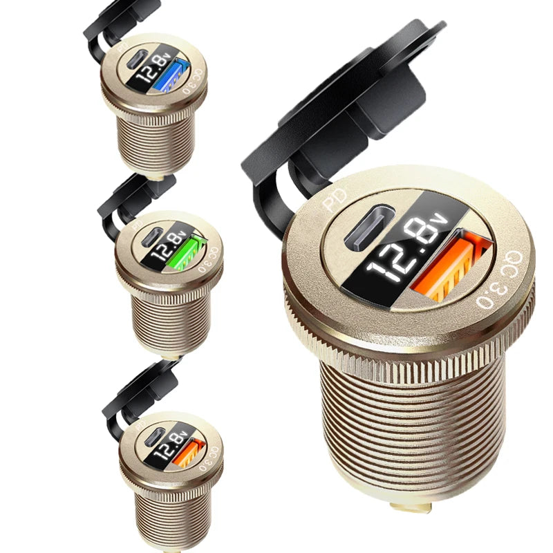 12v automotive usb socket Voltmeter digital usb c qc3.0 Cigar jack socket for bmw e65 e61 x3 e83 f20 e87 x5 e53 e46 accessories