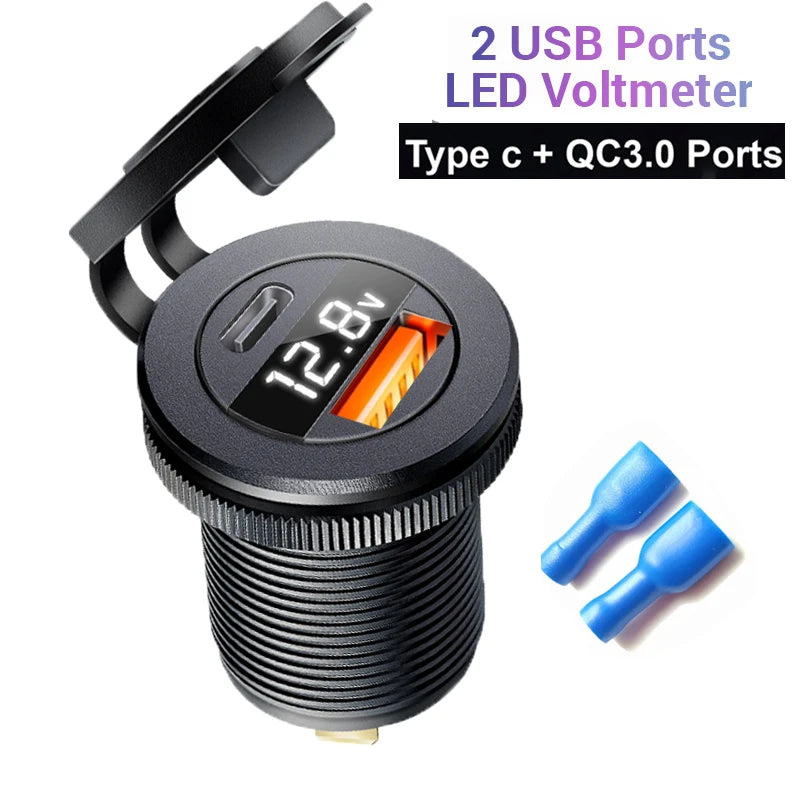 12v automotive usb socket Voltmeter digital usb c qc3.0 Cigar jack socket for bmw e65 e61 x3 e83 f20 e87 x5 e53 e46 accessories