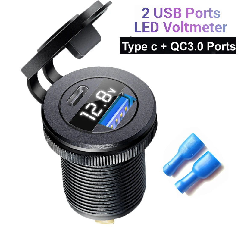 12v automotive usb socket Voltmeter digital usb c qc3.0 Cigar jack socket for bmw e65 e61 x3 e83 f20 e87 x5 e53 e46 accessories