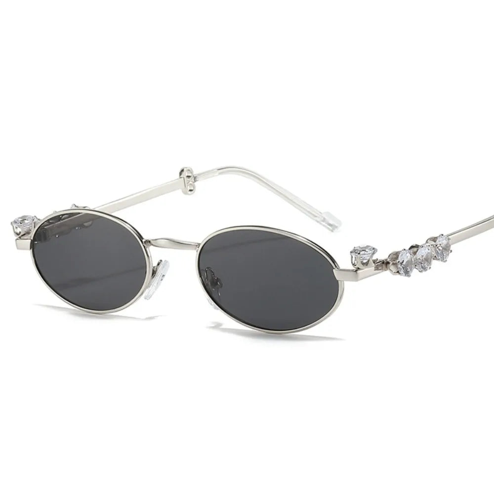 Convenient Bling Rhinestone Sunglasses INS Steampunk Oval Women Sunglasses Fashion Trendy Anti-Blue Light Spectacles Selfie Y2k