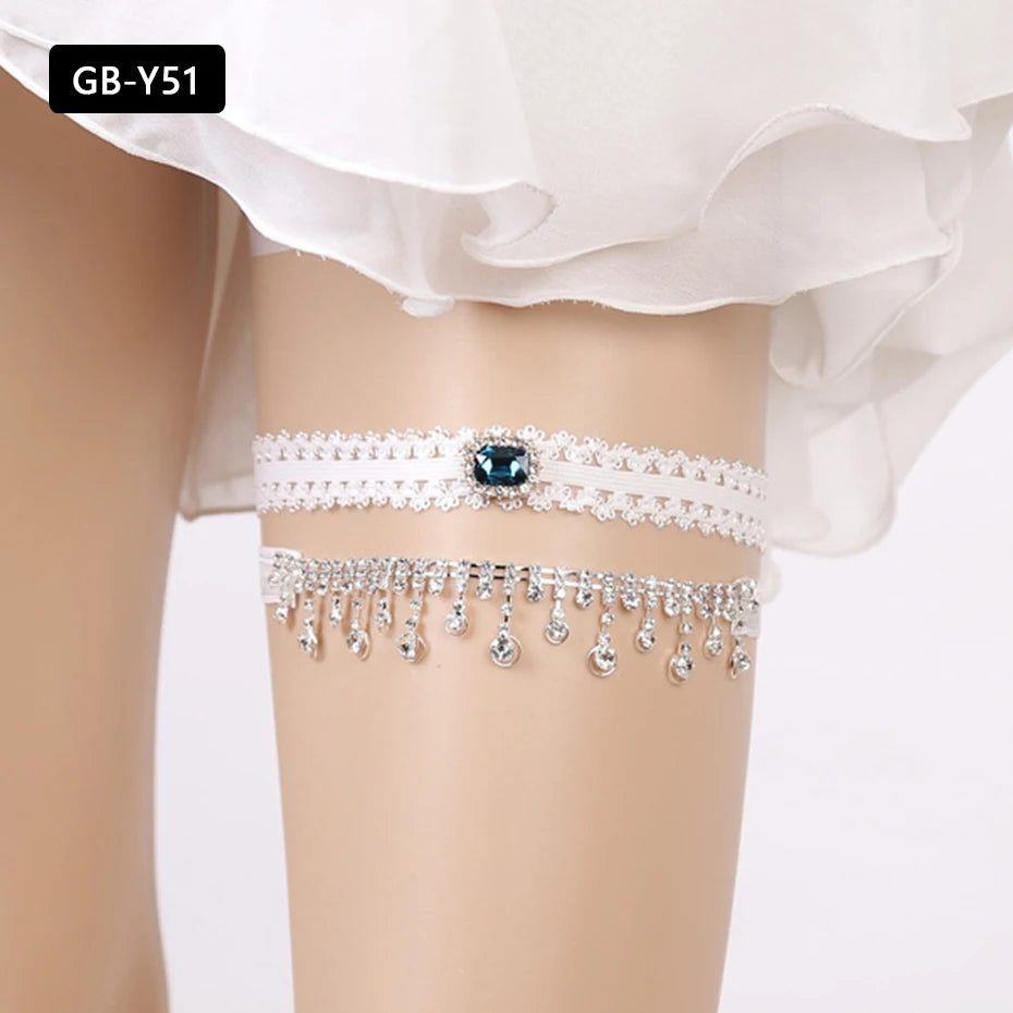 Rhinestone Wedding Garter Leg Accessories Women Jewelry Flower Bridal Lace Garter Suspenders Party Prom Elastic Leg Ring Gift