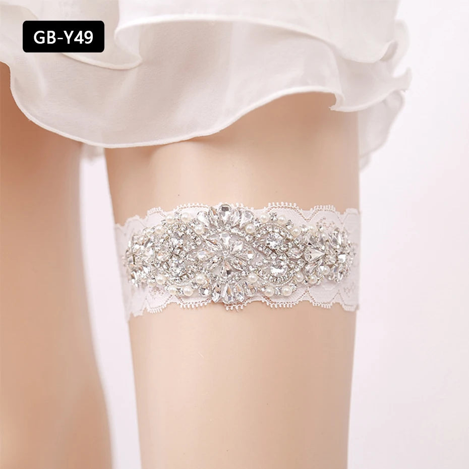 Rhinestone Wedding Garter Leg Accessories Women Jewelry Flower Bridal Lace Garter Suspenders Party Prom Elastic Leg Ring Gift