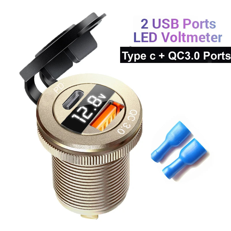 12v automotive usb socket Voltmeter digital usb c qc3.0 Cigar jack socket for bmw e65 e61 x3 e83 f20 e87 x5 e53 e46 accessories