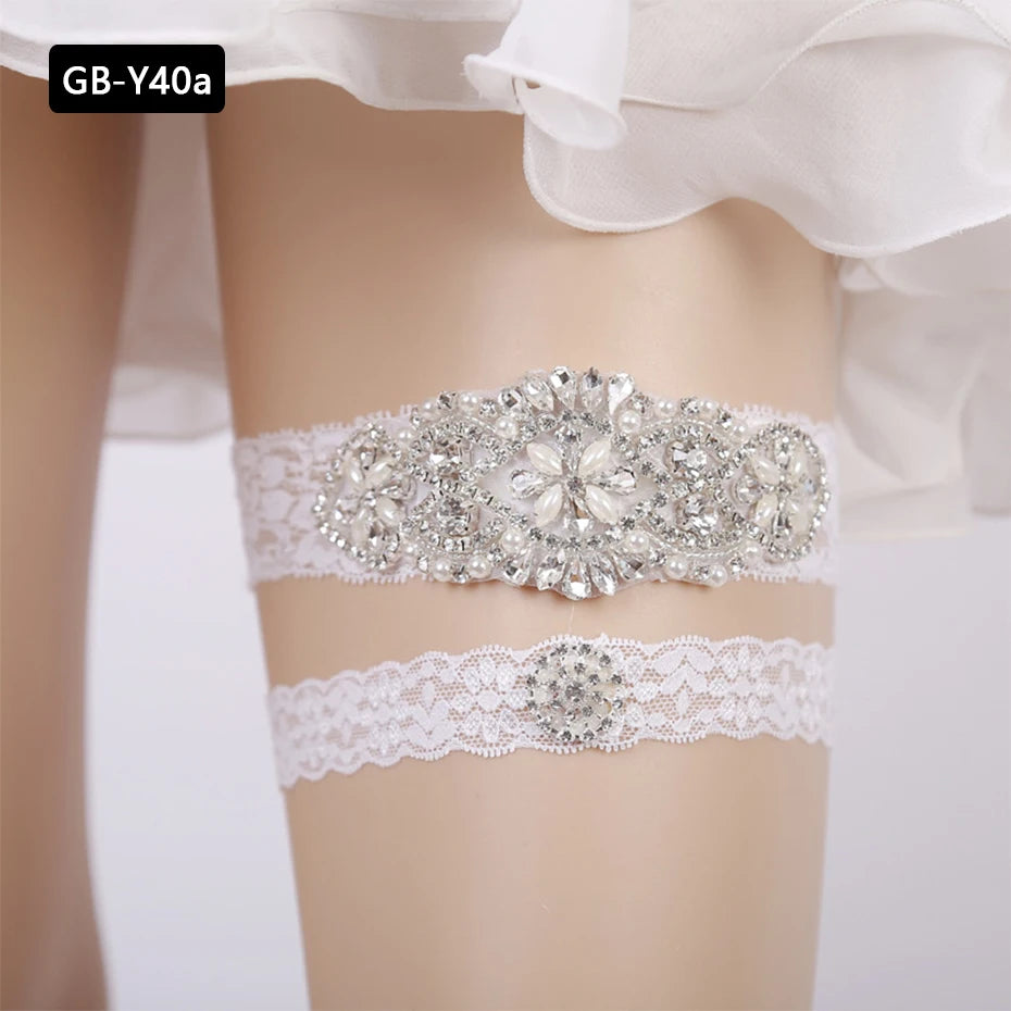 Rhinestone Wedding Garter Leg Accessories Women Jewelry Flower Bridal Lace Garter Suspenders Party Prom Elastic Leg Ring Gift