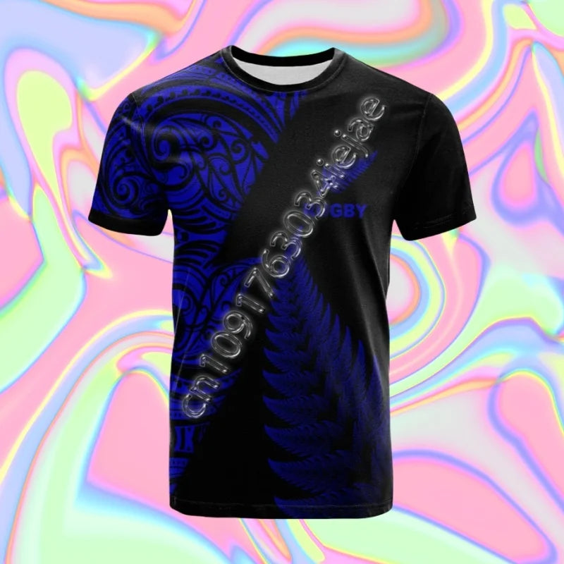 3D New Zealand Maori Rugby Ball Printing T Shirt Sports Fitness Quick Dry T-shirts For Men Kid Fashion Hawaiian Gym Clothing Top