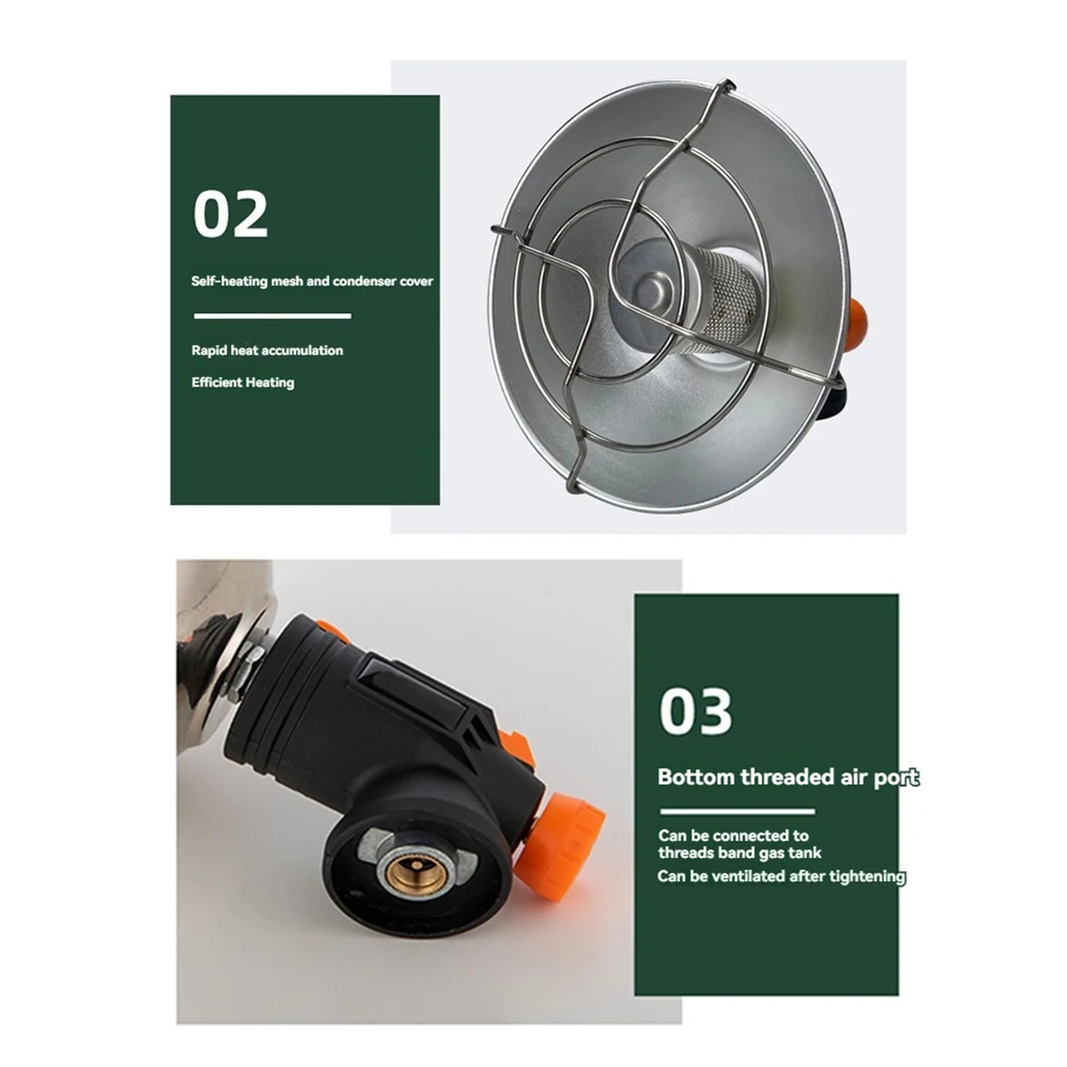 A79I Outdoor Portable Heater, Camping Gas Small Sun, Winter Outdoor Travel Heating and Rescue Equipment(Without Gas Tank)
