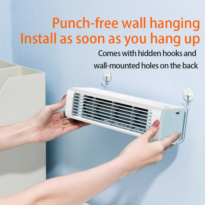 Eary Wall Mounted Silent Fan Office Home Air Cooler Strong Wind Wall Hanging Fan Summer Cooling Leafless Air Conditioner Fan