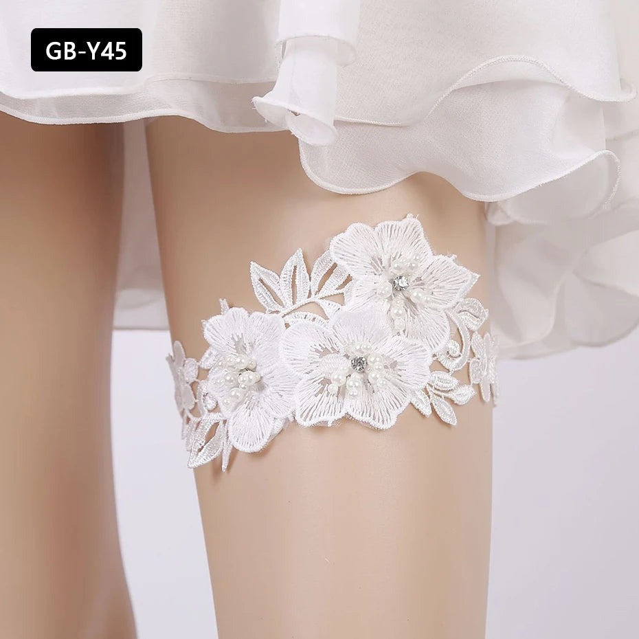 Rhinestone Wedding Garter Leg Accessories Women Jewelry Flower Bridal Lace Garter Suspenders Party Prom Elastic Leg Ring Gift