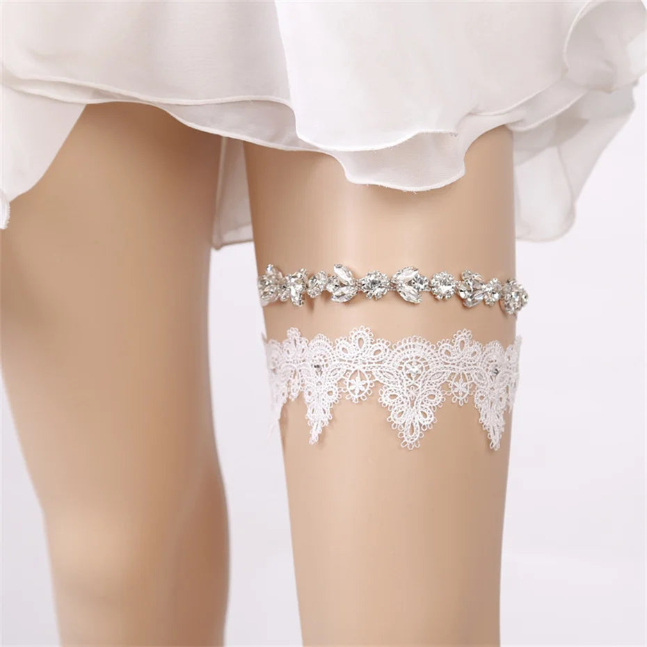 Rhinestone Wedding Garter Leg Accessories Women Jewelry Flower Bridal Lace Garter Suspenders Party Prom Elastic Leg Ring Gift