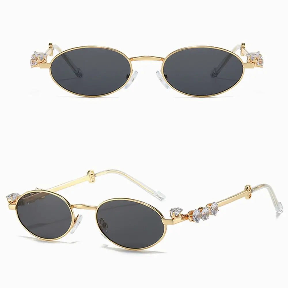 Convenient Bling Rhinestone Sunglasses INS Steampunk Oval Women Sunglasses Fashion Trendy Anti-Blue Light Spectacles Selfie Y2k