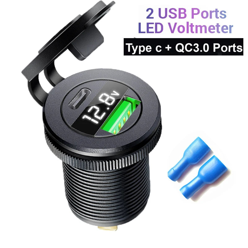 12v automotive usb socket Voltmeter digital usb c qc3.0 Cigar jack socket for bmw e65 e61 x3 e83 f20 e87 x5 e53 e46 accessories