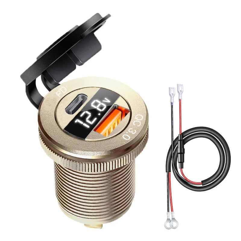 12v automotive usb socket Voltmeter digital usb c qc3.0 Cigar jack socket for bmw e65 e61 x3 e83 f20 e87 x5 e53 e46 accessories