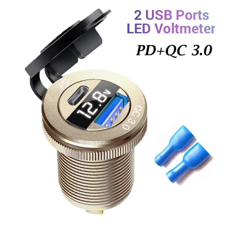 12v automotive usb socket Voltmeter digital usb c qc3.0 Cigar jack socket for bmw e65 e61 x3 e83 f20 e87 x5 e53 e46 accessories