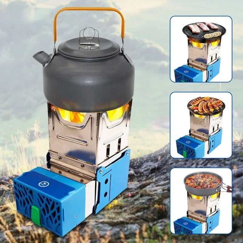 Hot salesOutdoor Camping Small Size Portable Folding Fire Generated Mobile Phone Charger Function Flame Stove Generator