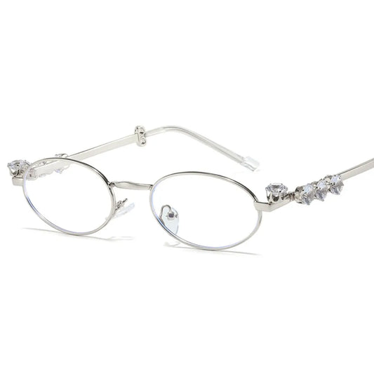 Convenient Bling Rhinestone Sunglasses INS Steampunk Oval Women Sunglasses Fashion Trendy Anti-Blue Light Spectacles Selfie Y2k