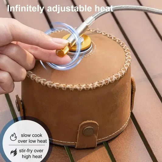 tt Brûleur à gaz camping portable, 7 cœurs, puissance  feu  bain, réchaud à cassette, sac de transport,
