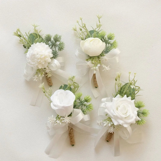 Rose Flower Boutonniere Corsage Wedding Accessories Flower for Bride Men Boutonniere and Woman Bride to Be