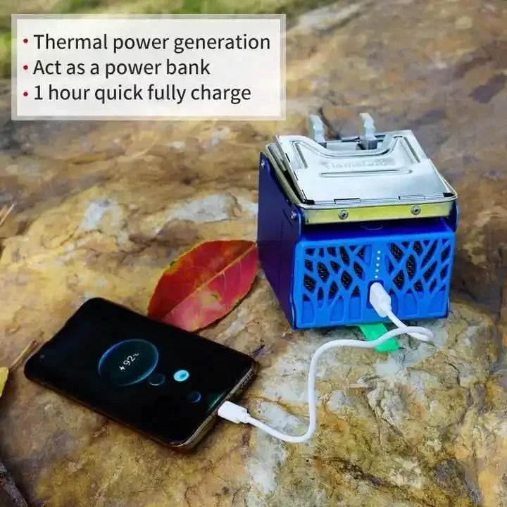 Hot salesOutdoor Camping Small Size Portable Folding Fire Generated Mobile Phone Charger Function Flame Stove Generator